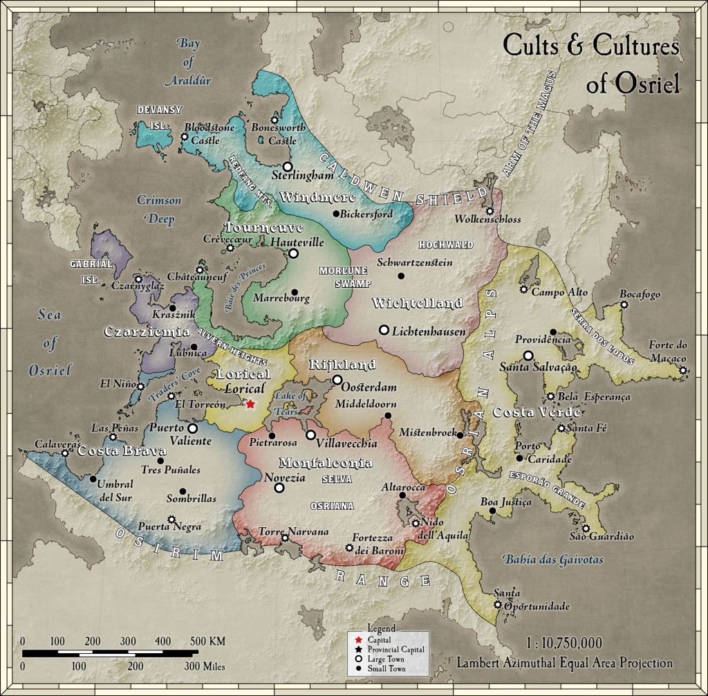 Osriel Political Map, Calidar CC1 Beyond the Skies