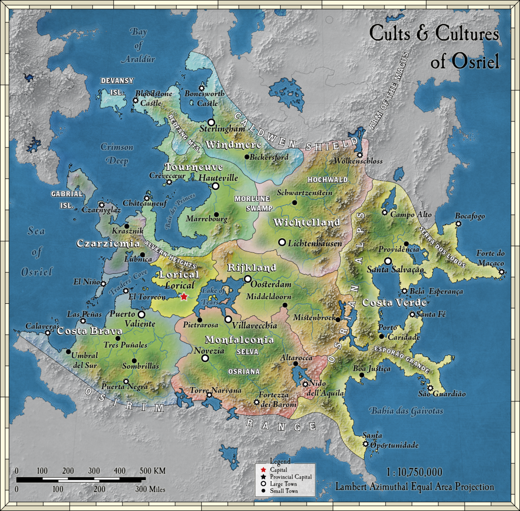 Osriel Political Map, Calidar CC1 Beyond the Skies