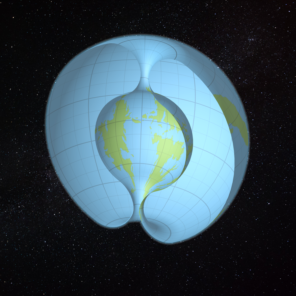 Cross-section showing parts of the Hollow World and its openings