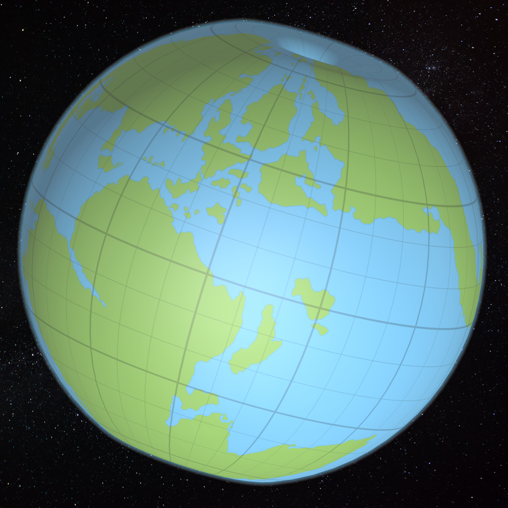 The revised texture map applied to the 2012 globe model
