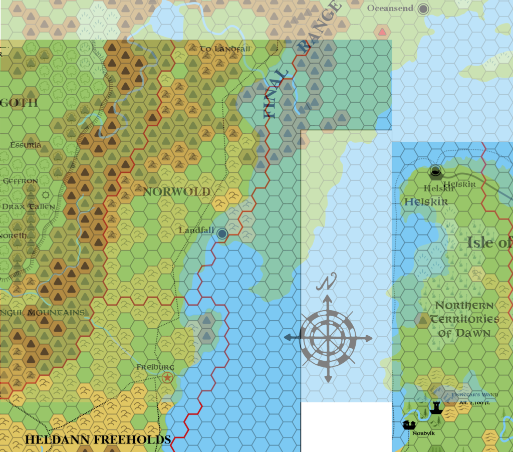 CM1 (50% opacity) on top of X11 and my updated Isle of Dawn, with Helskir lined up