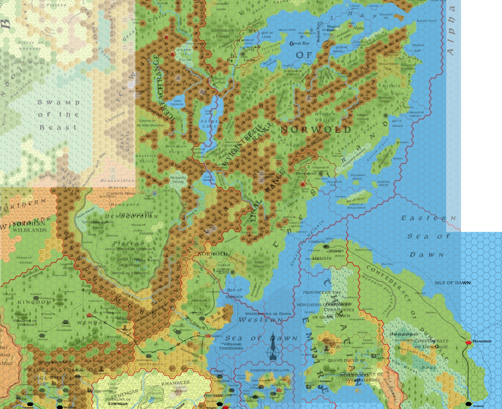 Simone Neri's updated Norwold (50% opacity) on top of my current Norwold location proposal