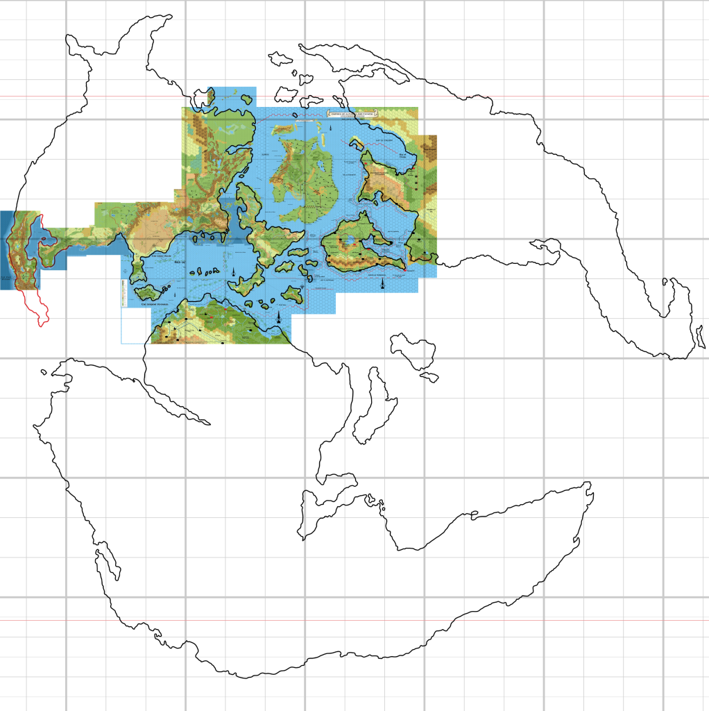 Placement 2 full world view; the red line shows 66º latitude, where the polar lip begins