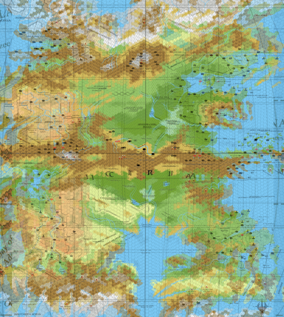 Equirectangular Iciria on top of pseudo-Robinson Iciria