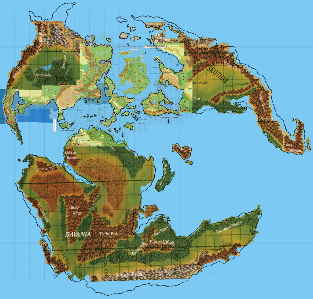 Placement 5 graticule with all of the terrain, including the Hollow World Set Outer World map