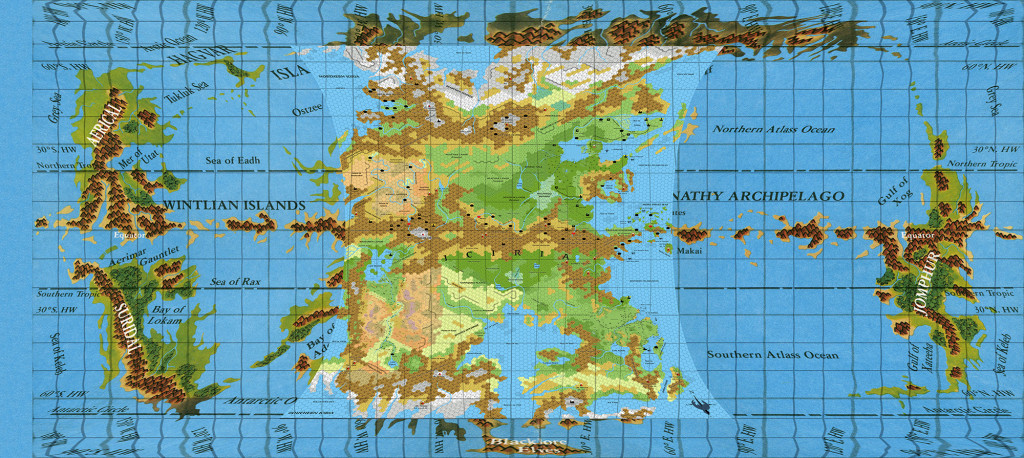 Fully corrected Hollow World map, with hex maps overlaid