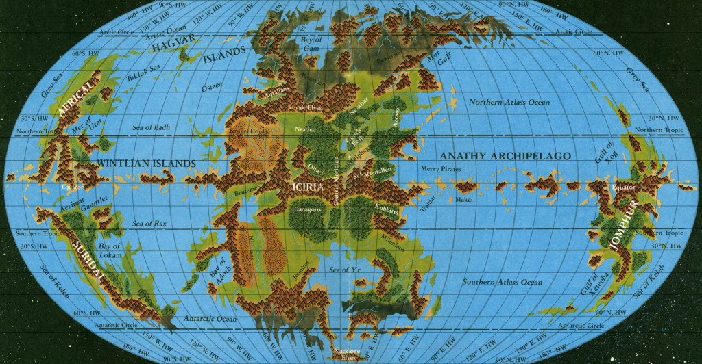 The Hollow World Set Hollow World map with extra graticule lines added
