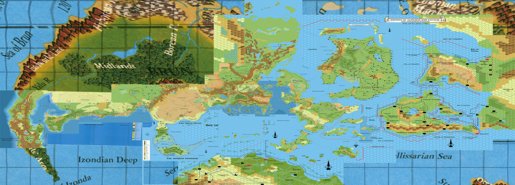 Outer World hex crawl overlaid on Hollow World Set map