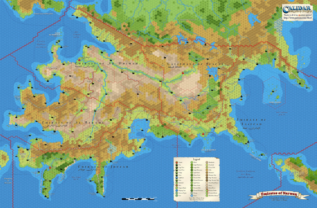 Emirates of Narwan Hex Map