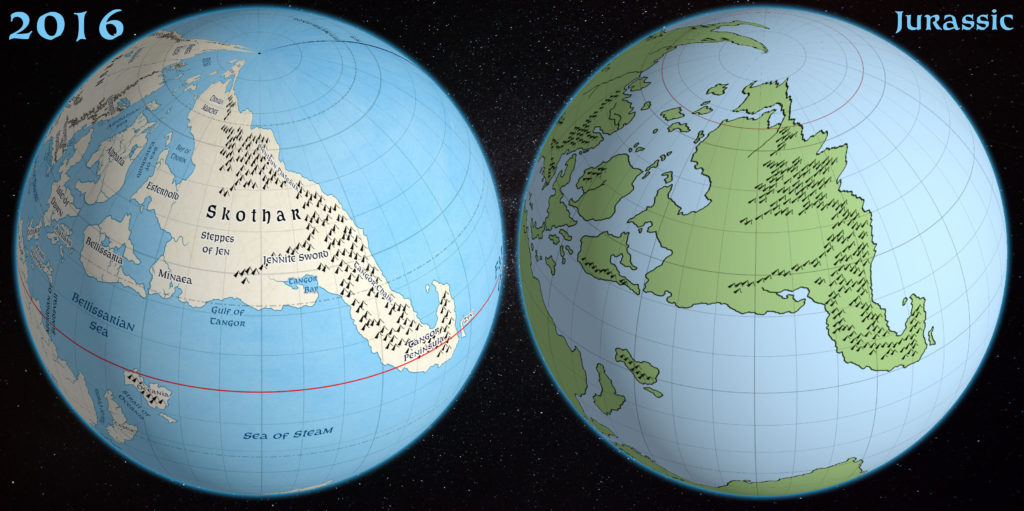 Comparison between Atlas of Mystara 2016 and Jurassic Mystara