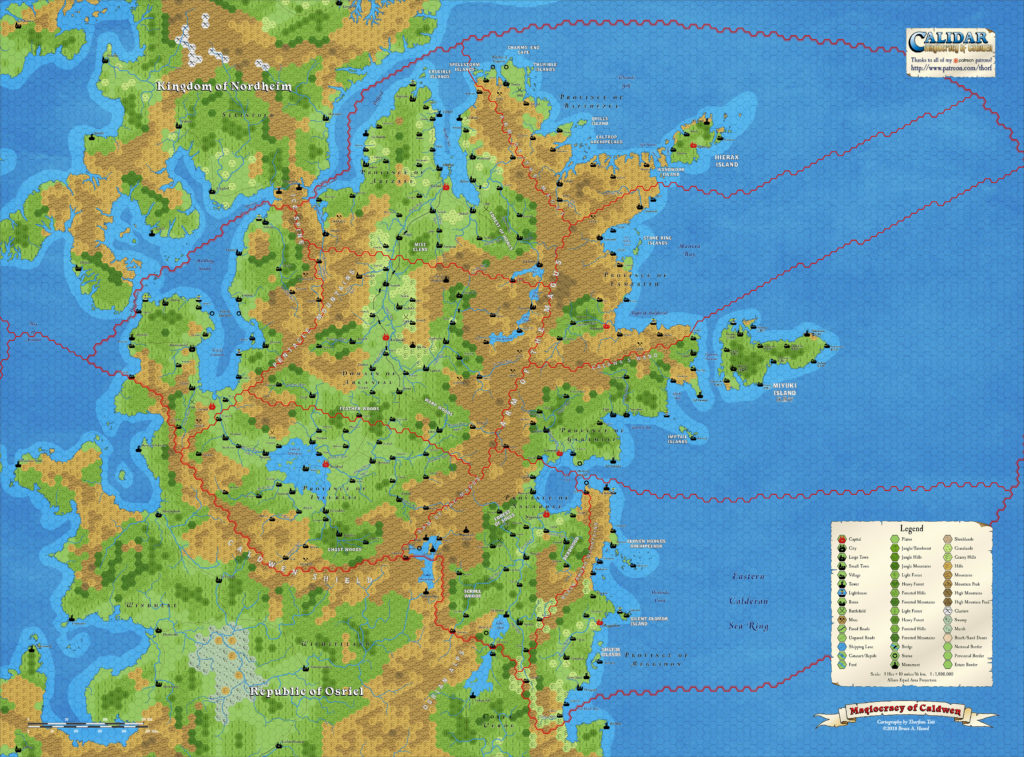 Magiocracy of Caldwen Hex Map