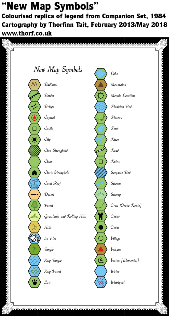 Colourised replica of the Companion Set's New Terrain Symbols legend