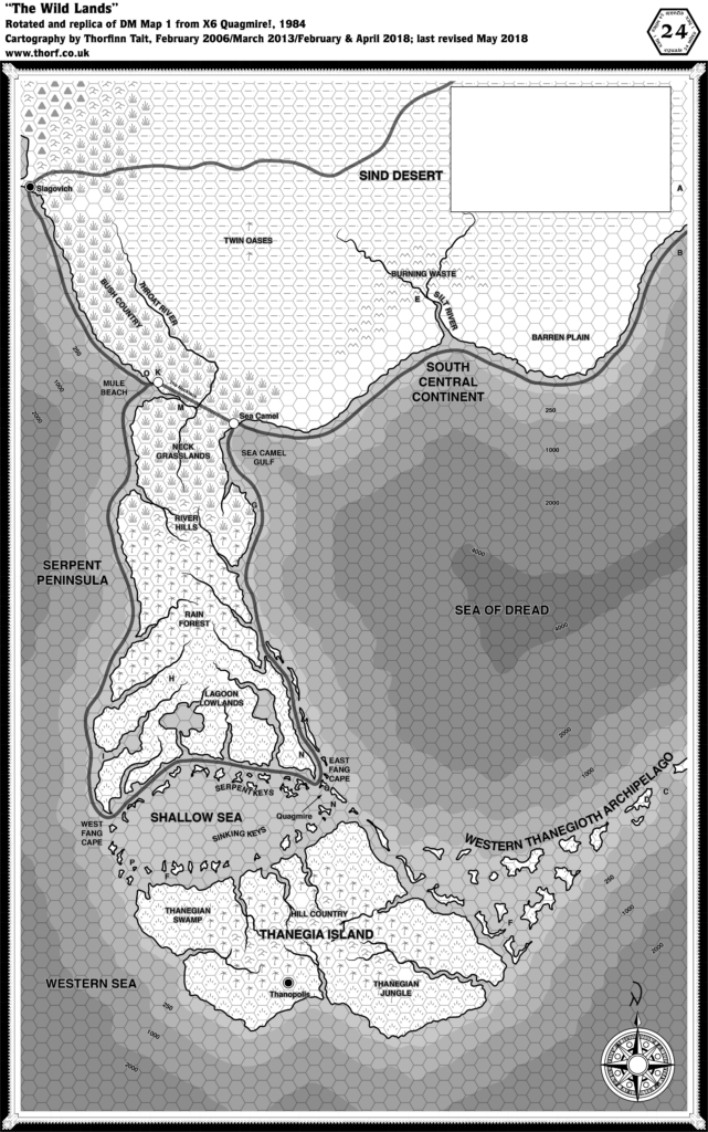 Replica of X6's Wild Lands map, 24 miles per hex