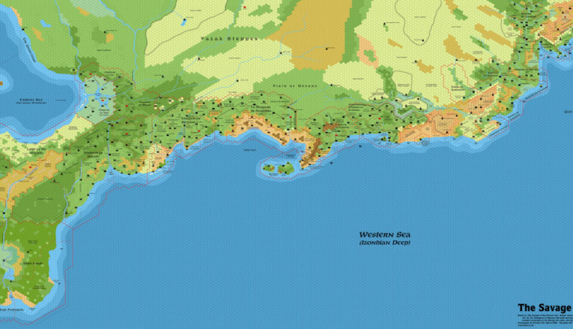 Savage Coast Trail Map, 8 miles per hex