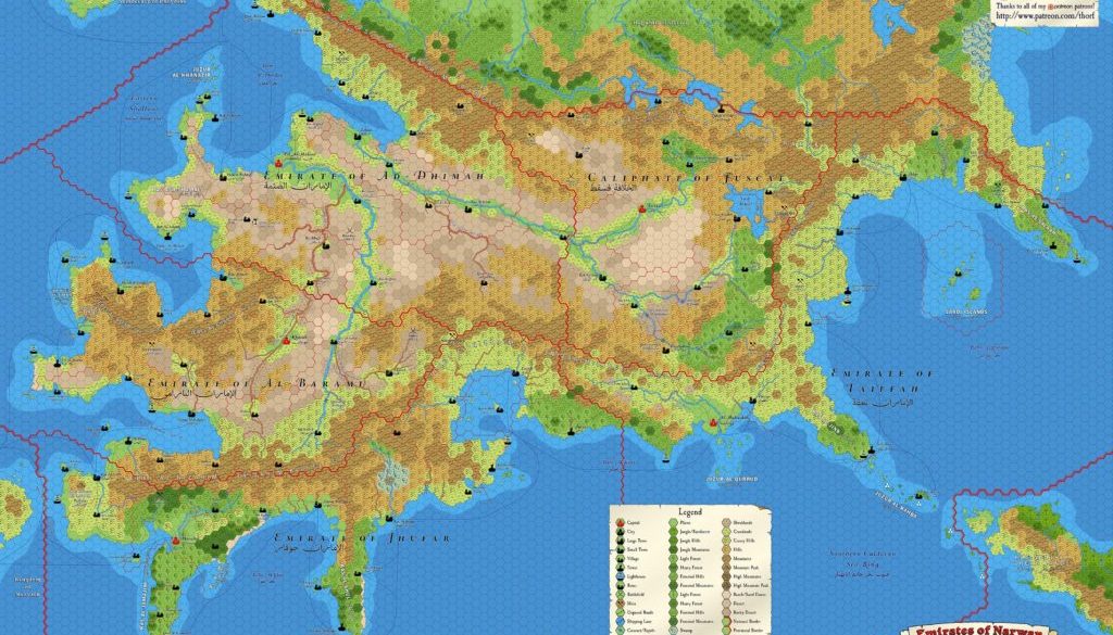 Emirates of Narwan Hex Map