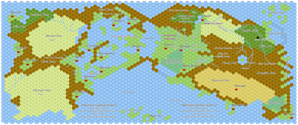 James Mishler's replica of Lawrence Schick and Tom Moldvay's Original Known World map